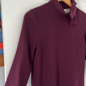 GOAT AVA BOW EMBELLISHED WOOL CREPE TURTLE NECK MINI DRESS